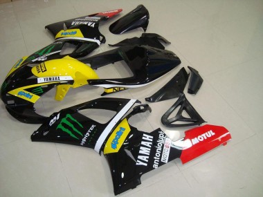 Acheter Carénages Moto Yamaha YZF R1 2000-2001 - Noir Brillant Jaune Blanc Rouge Monstre Motul