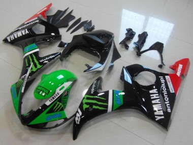 Acheter Carénages Moto Yamaha YZF R6 2003-2004 - Noir Brillant Rouge Vert Monstre Motul