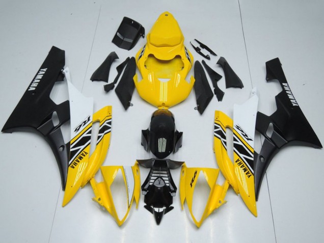 Carénages Moto Yamaha YZF R6 2006-2007 - Jaune Blanc Noir OEM Style