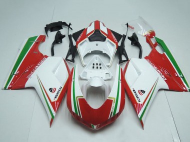 Acheter Carénages Moto Ducati 1098 2007-2014 - Blanc Rouge Vert Bande