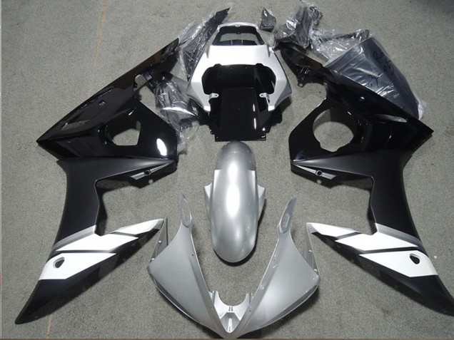 Carénages Moto Yamaha YZF R6 2003-2004 - Blanc Argent Noir Brillant Noir Mat