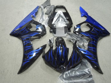 Acheter Carénages Moto Yamaha YZF R6 2003-2004 - Noir Brillant Bleu Flamme