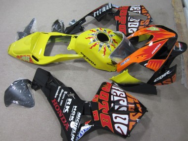 Acheter Carénages Moto Honda CBR600RR 2003-2004 - Jaune Orange Noir Brillant Rossi Repsol 46