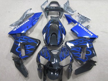 Acheter Kits Carénage Moto Honda CBR600RR 2005-2006 - Noir Brillant Bleu Flamme