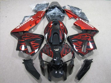 Acheter Kits Carénage Moto ABS Honda CBR600RR 2005-2006 - Noir Brillant Rouge Flamme
