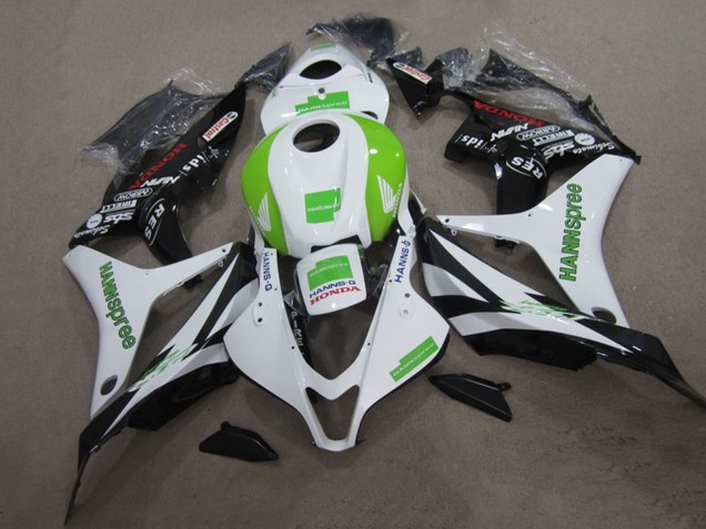 Kits Carénage Moto Honda CBR600RR 2007-2008 - Blanc Vert Noir Brillant Hannspree