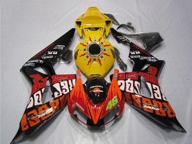 Acheter Carénages Moto Honda CBR1000RR 2006-2007 - Jaune Orange Noir Brillant Rossi Repsol 46