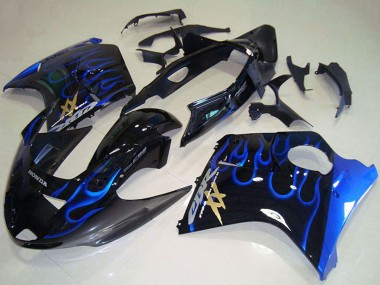 Acheter Carénages Moto ABS Honda CBR1100XX Blackbird 1996-2007 - Noir Brillant Bleu Flamme