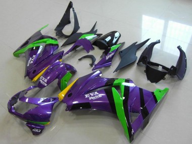 Acheter Carénages Moto Kawasaki ZX250R 2008-2012 - Violet Vert Jaune Noir EVA Courses