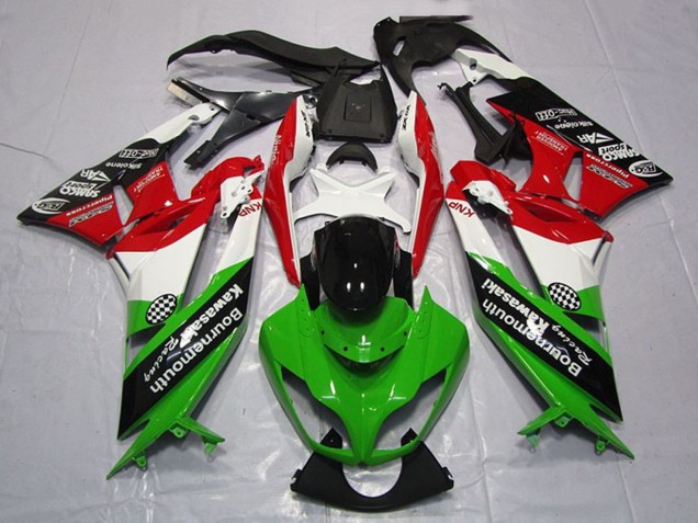 Carénages Moto Kawasaki ZX6R 2009-2012 - Blanc Rouge Vert Noir Brillant