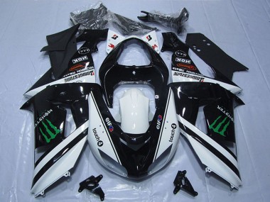Acheter Carénages Moto Kawasaki ZX6R 2007-2008 - Noir Blanc Monstre Touch4