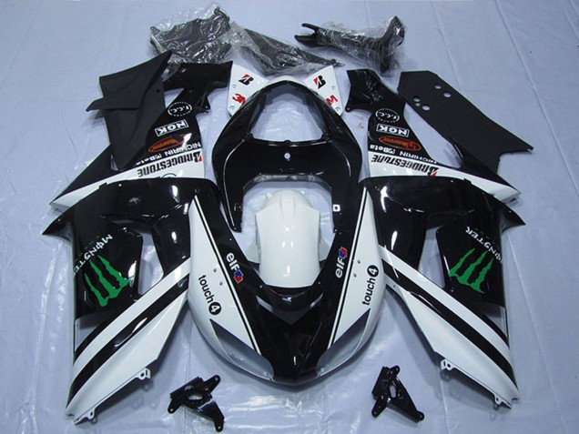 Carénages Moto Kawasaki ZX6R 2007-2008 - Noir Blanc Monstre Touch4