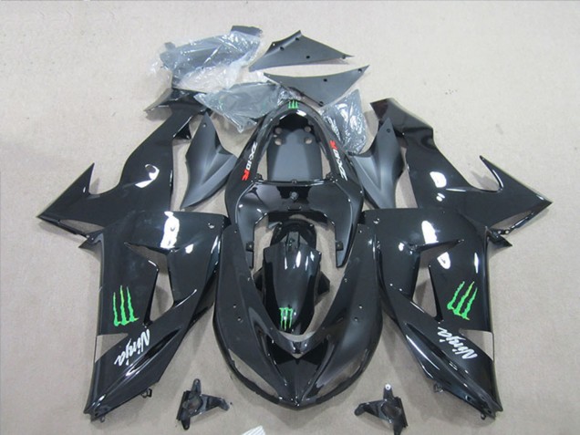 Carénages Moto Kawasaki ZX6R 2007-2008 - Noir Ninja Vert Monstre