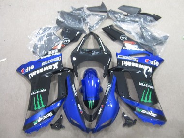 Acheter Carénages Moto Kawasaki ZX6R 2007-2008 - Noir Bleu Vert Monstre