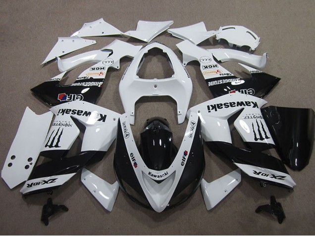 Carénages Moto Kawasaki ZX10R 2006-2007 - Blanc Noir Brillant Elf Touch4 Monstre Energy