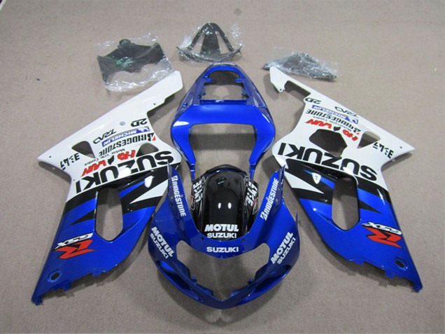 Carénages Moto Suzuki GSXR 600 2001-2003 - Blanc Bleu Noir Motul