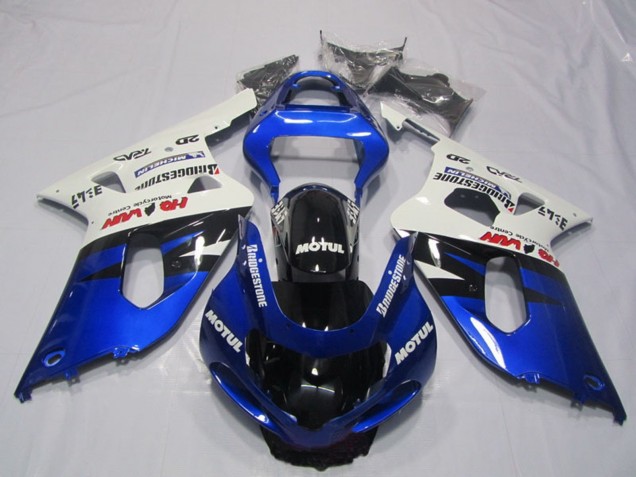 Carénages Moto Suzuki GSXR 600 2001-2003 - Blanc Bleu Noir Brillant Motul
