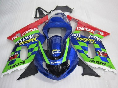 Acheter Carénages Moto Suzuki GSXR 600 2001-2003 - Bleu Vert Rouge Telefonica MoviStar