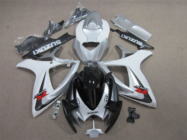 Carénages Moto Suzuki GSXR 600 2006-2007 - Blanc Argent Noir Brillant Rouge