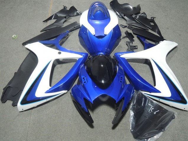 Carénages Moto Suzuki GSXR 600 2006-2007 - Blanc Bleu Noir Brillant