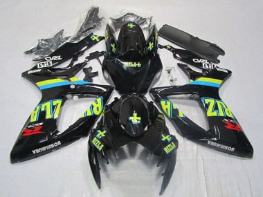 Acheter Carénages Moto Suzuki GSXR 600 2006-2007 - Noir Brillant Jaune Rizla Rouge