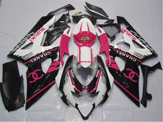 Carénages Moto Suzuki GSXR 600 2006-2007 - Blanc Rose Noir Chanel
