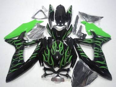 Acheter Carénages Moto Suzuki GSXR 600 2008-2010 - Noir Brillant Vert Flamme