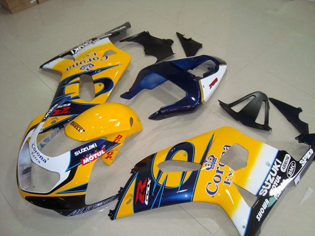Carénages Moto Suzuki GSXR 750 2001-2003 - Jaune Blanc Bleu Alstare Corona Extra Motul