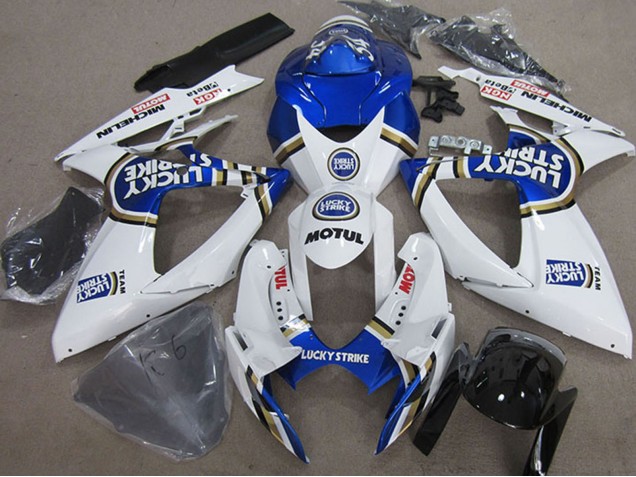 Carénages Moto Suzuki GSXR 750 2006-2007 - Blanc Bleu Michelin Motul Lucky Strike