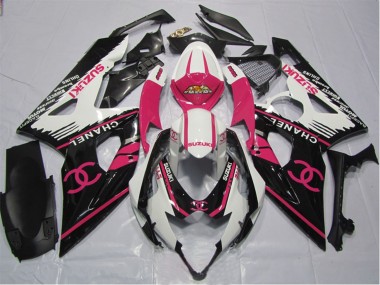 Acheter Carénages Moto Suzuki GSXR 1000 2005-2006 - Blanc Rose Noir Chanel