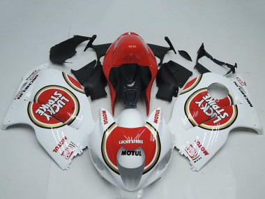Acheter Carénages Moto Suzuki GSXR 1300 Hayabusa 1996-2007 - Blanc Rouge Lucky Strike Motul