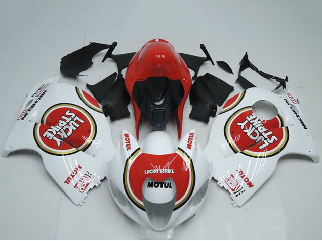 Carénages Moto Suzuki GSXR 1300 Hayabusa 1996-2007 - Blanc Rouge Lucky Strike Motul