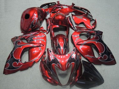 Acheter Carénages Moto Suzuki GSXR 1300 Hayabusa 2008-2020 - Rouge Noir Flamme