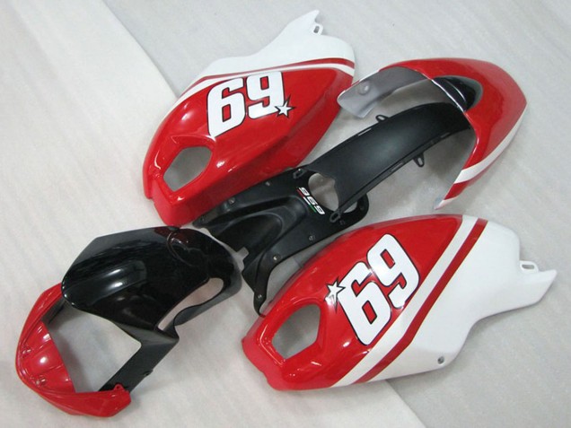Carénages Moto Ducati Monster 696 2008-2012 - Blanc Rouge Noir Brillant 69