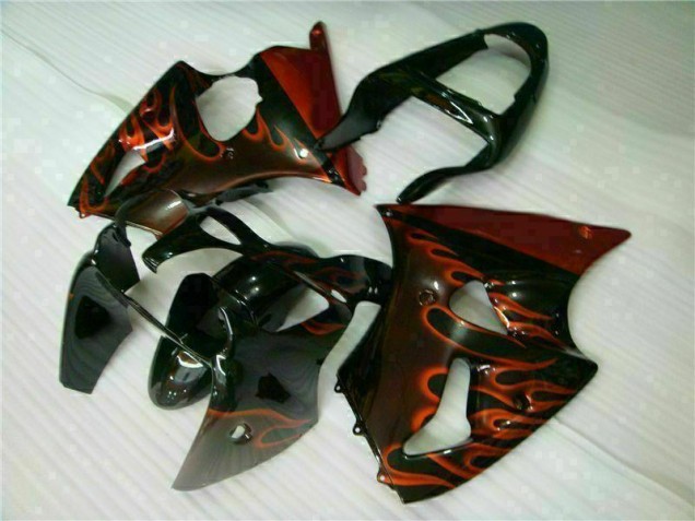 Carénage ZX6R 2000-2002 - Noir Rouge Flamme Carénage ZX6R 2000-2002 - Noir Rouge Flamme