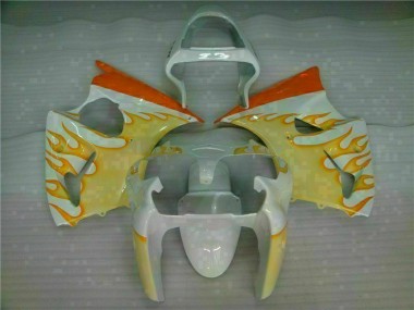 Acheter Carénage ZX6R 2000-2002 - Blanc Jaune Flamme