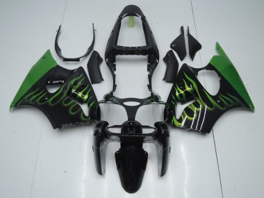 Acheter Carénage ZX6R 2000-2002 - Noir avec Vert Flamme