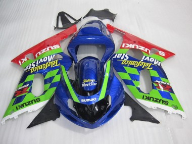 Acheter Carénage GSXR 600 K1 K2 K3 2001-2003 - Bleu Vert Rouge Telefumia Movistar