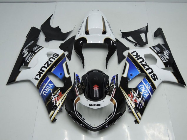 Carénage GSXR 750 K1 K2 K3 2001-2003 - Noir Blanc Bleu Viru Carénage GSXR 750 K1 K2 K3 2001-2003 - Noir Blanc Bleu Viru