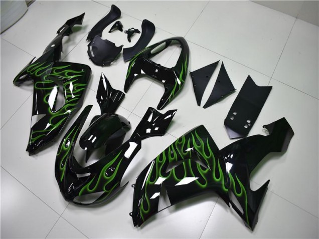 Carénage ZX10R 2006-2007 - Noir Vert Flamme