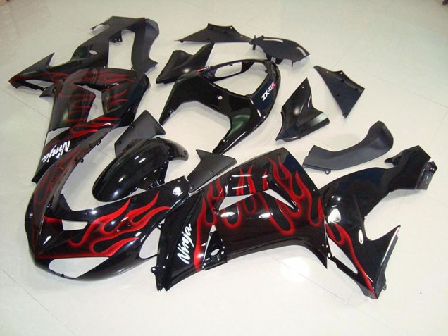 Carénage ZX10R 2006-2007 - Noir Rouge Flamme Carénage ZX10R 2006-2007 - Noir Rouge Flamme
