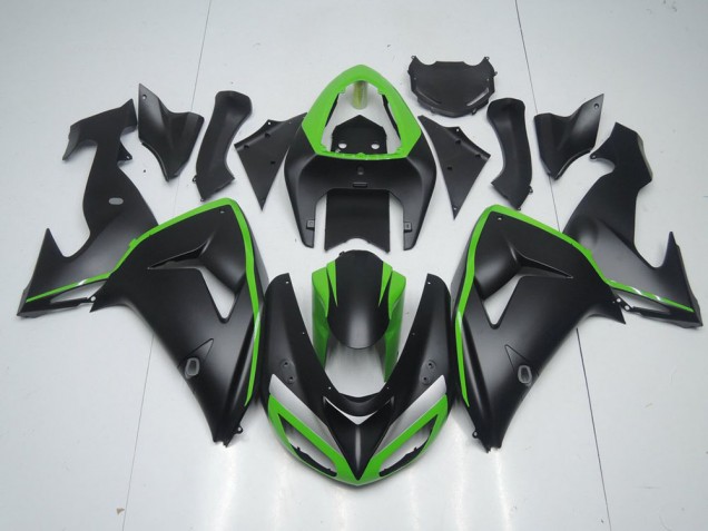 Carénage ZX10R 2006-2007 - Noir Mat avec Ligne Verte Carénage ZX10R 2006-2007 - Noir Mat avec Ligne Verte