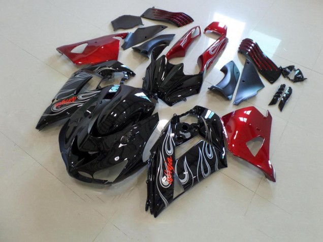 Carénage ZX14R ZZR 1400 2006-2011 - Noir Nd Rouge Argent Flamme Carénage ZX14R ZZR 1400 2006-2011 - Noir Nd Rouge Argent Flamme