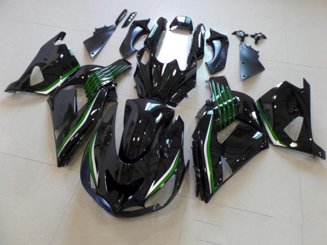 Carénage ZX14R ZZR 1400 2006-2011 - Noir Brillant avec Ligne Verte Carénage ZX14R ZZR 1400 2006-2011 - Noir Brillant avec Ligne Verte
