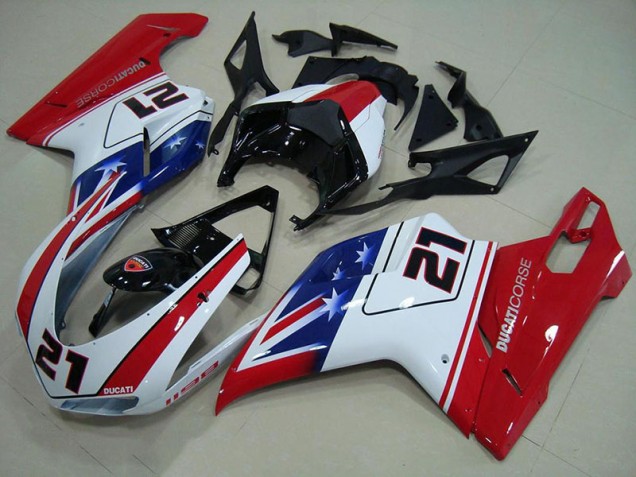 Carénage Ducati 848 1098 1198 2007-2014 - Noir Blanc Rouge 21 Carénage Ducati 848 1098 1198 2007-2014 - Noir Blanc Rouge 21
