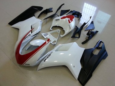Acheter Carénage Ducati 848 1098 1198 2007-2014 - Noir Mat Blanc avec Rouge Bande