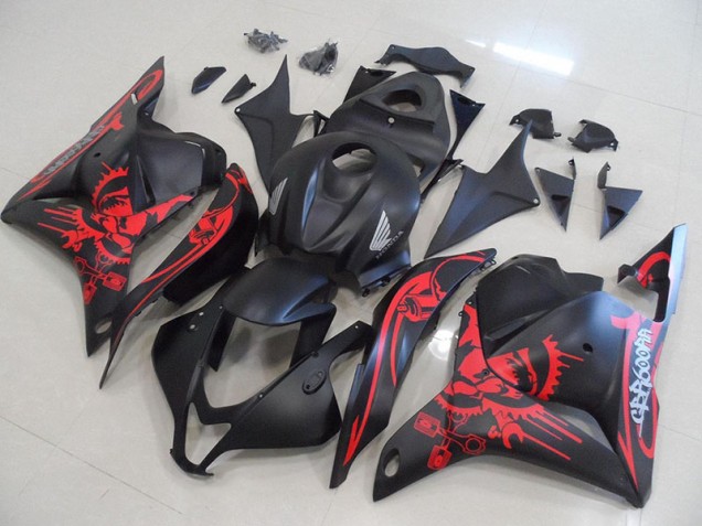 Carénage CBR 600 RR 2009-2012 - Noir Mat avec Rouge Crâne Carénage CBR 600 RR 2009-2012 - Noir Mat avec Rouge Crâne